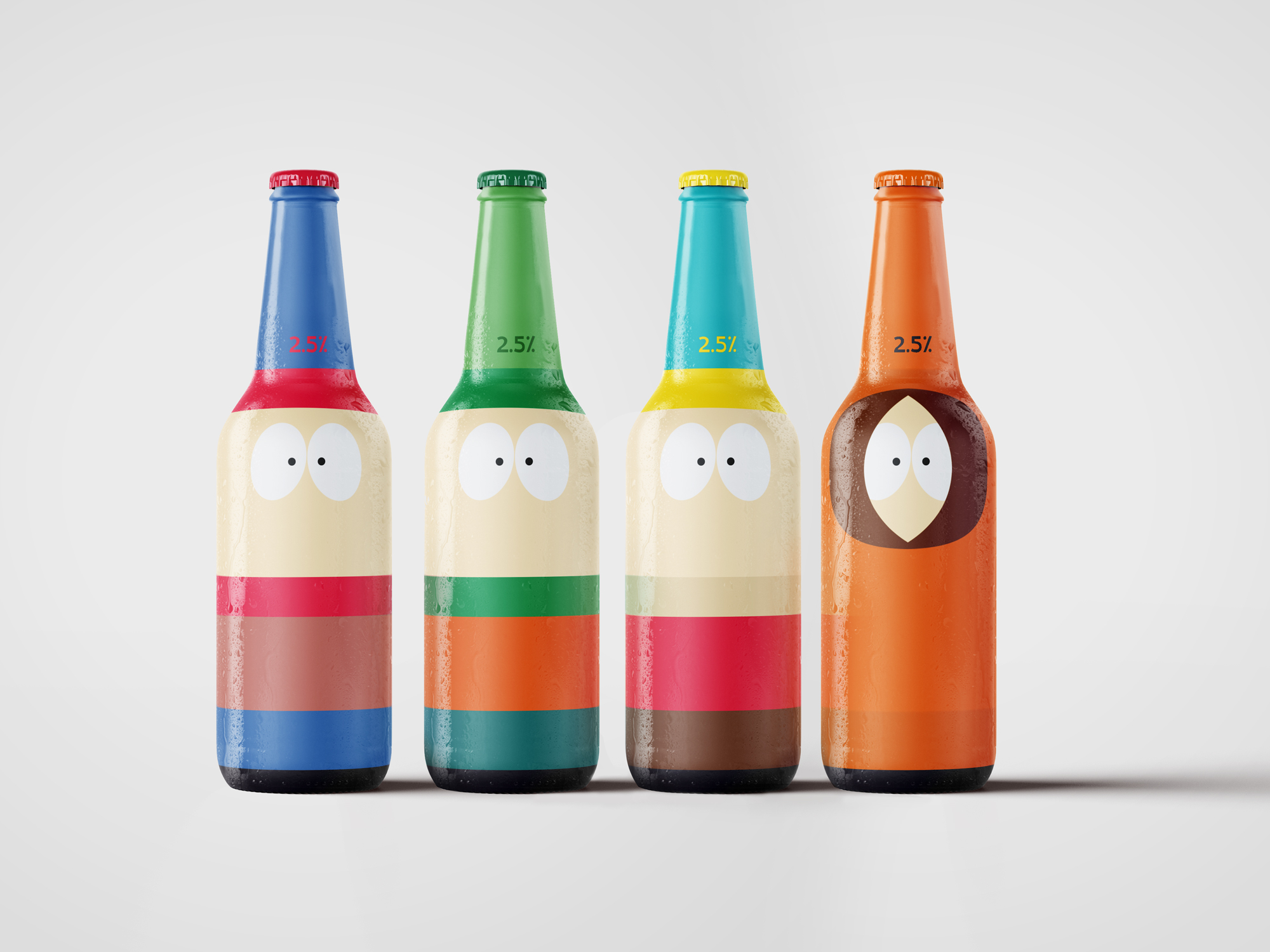 South Park bottle label design by Johan Wibrink